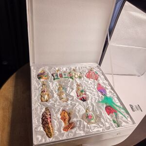 OLD WORLD CHRISTMAS  Bride's Ornaments Collection set of 12 In Satin Box
